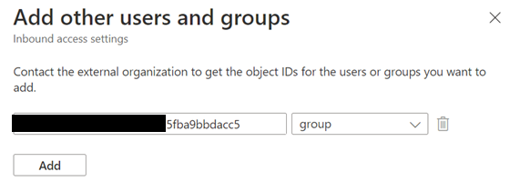 Add group object to external users and groups 