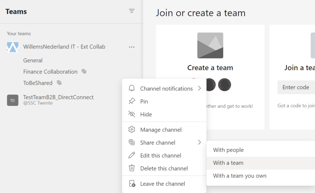 share channel to team (in stead of users)